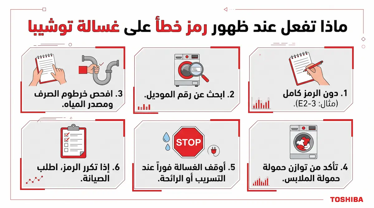 خطوات التعامل مع رمز خطأ غسالة توشيبا