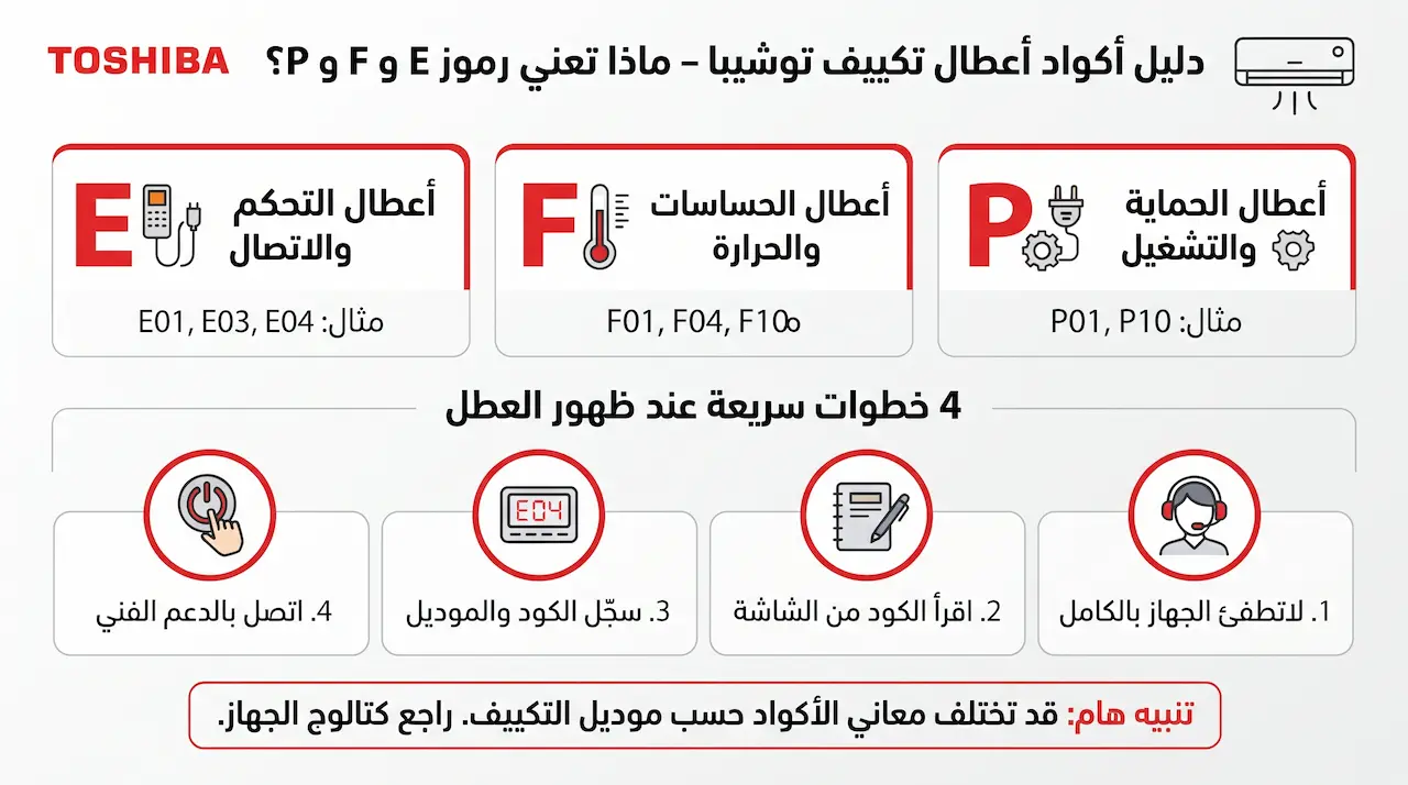 اكواد اعطال تكييف توشيبا