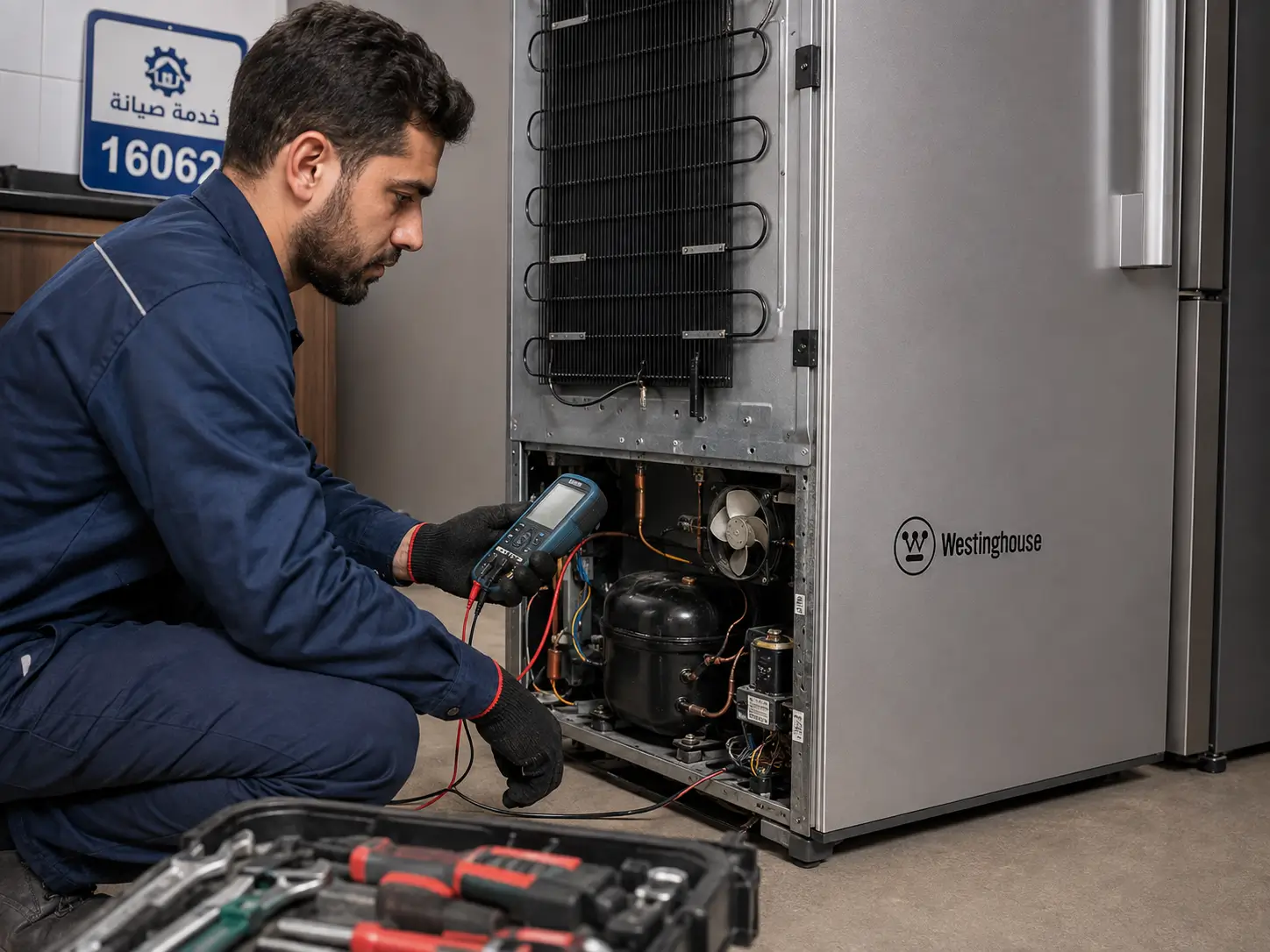 فحص مكونات ثلاجة وستنجهاوس وتشخيص الأعطال