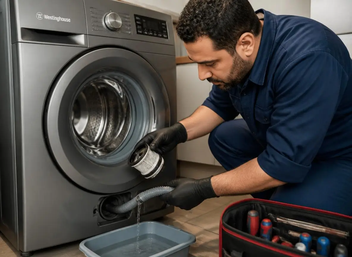 فحص تصريف غسالة وستنجهاوس والمياه داخل الحلة